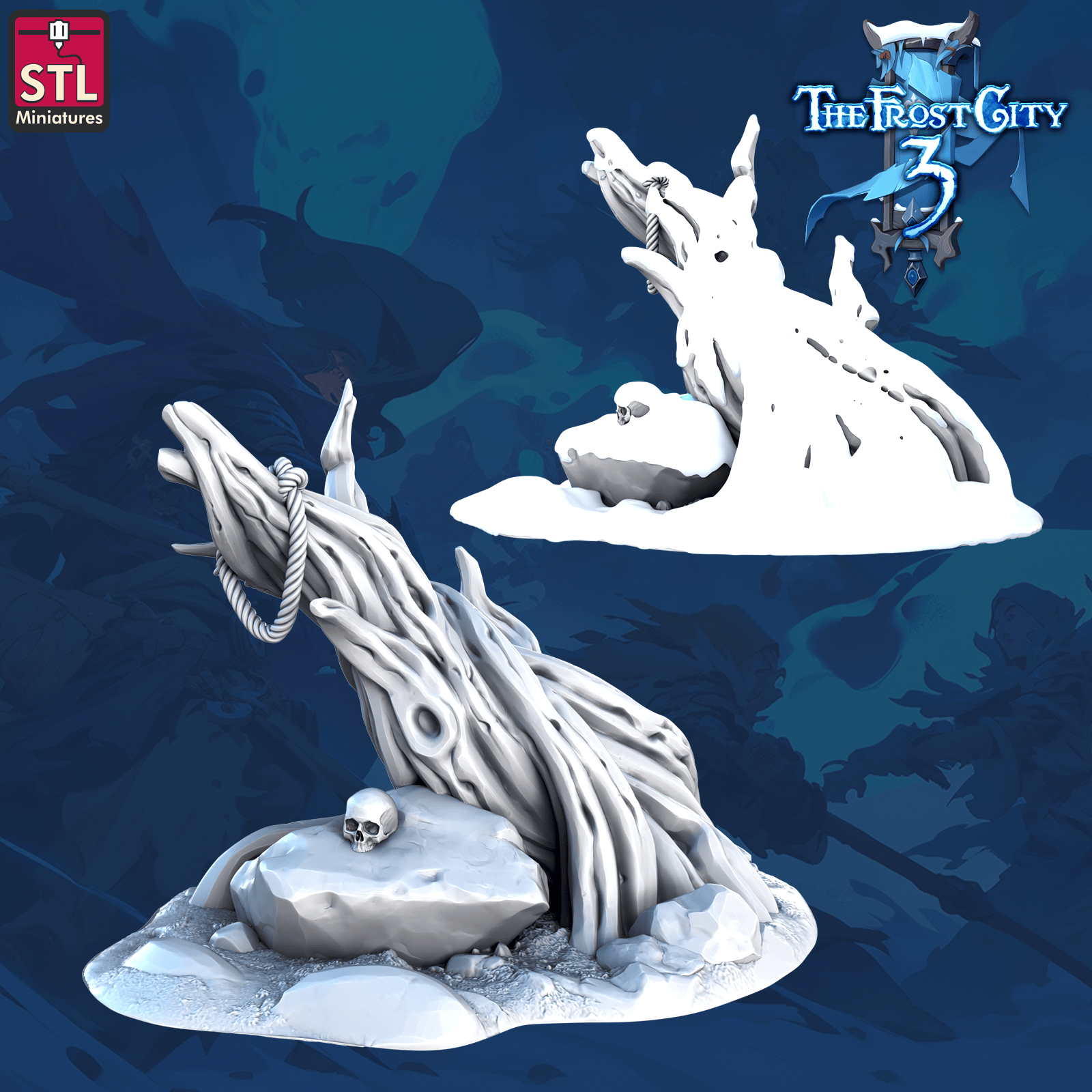 3D Printed STL Miniatures Tree Core Props The Frost City 3 28 - 32mm War Gaming D&D